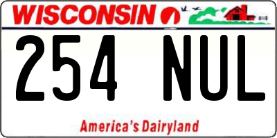 WI license plate 254NUL