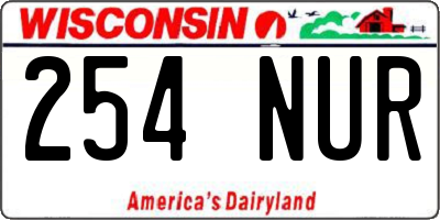 WI license plate 254NUR