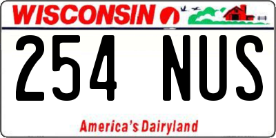WI license plate 254NUS