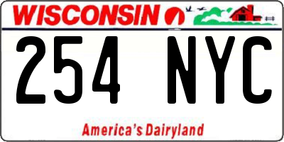 WI license plate 254NYC