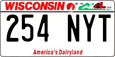 WI license plate 254NYT