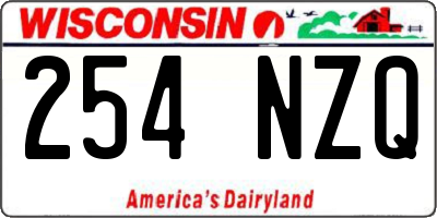 WI license plate 254NZQ