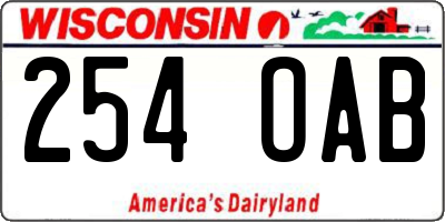 WI license plate 254OAB