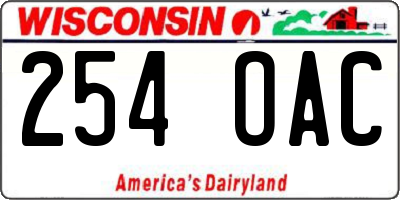 WI license plate 254OAC