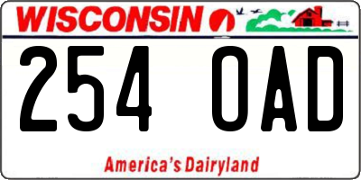 WI license plate 254OAD
