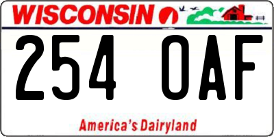 WI license plate 254OAF