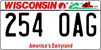 WI license plate 254OAG