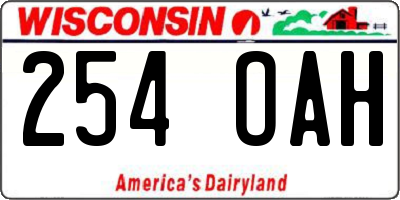 WI license plate 254OAH