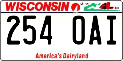 WI license plate 254OAI