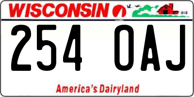 WI license plate 254OAJ