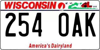 WI license plate 254OAK