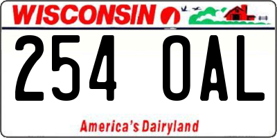 WI license plate 254OAL