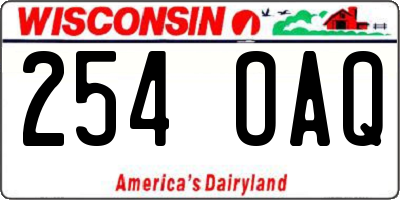 WI license plate 254OAQ