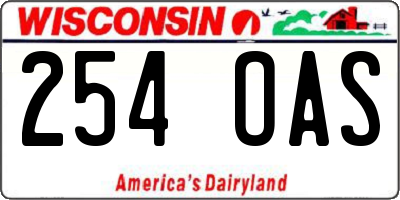 WI license plate 254OAS