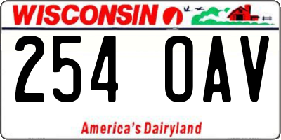 WI license plate 254OAV