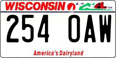 WI license plate 254OAW