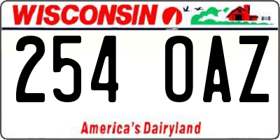 WI license plate 254OAZ