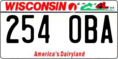 WI license plate 254OBA