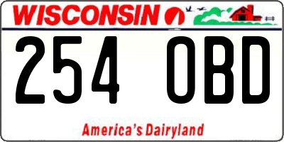 WI license plate 254OBD