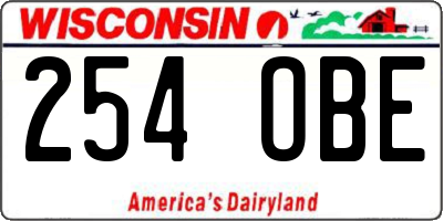 WI license plate 254OBE