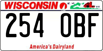 WI license plate 254OBF