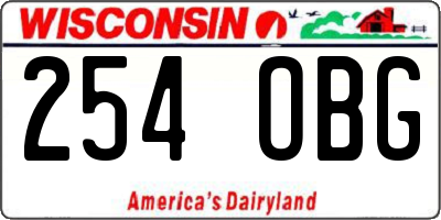 WI license plate 254OBG