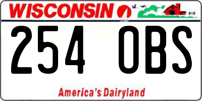 WI license plate 254OBS