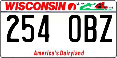 WI license plate 254OBZ