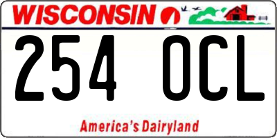 WI license plate 254OCL