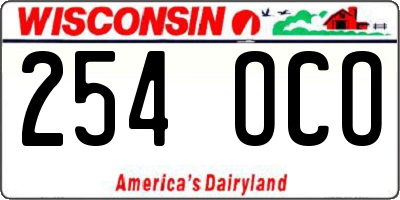 WI license plate 254OCO