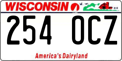 WI license plate 254OCZ