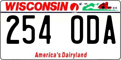 WI license plate 254ODA
