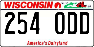 WI license plate 254ODD