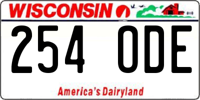 WI license plate 254ODE