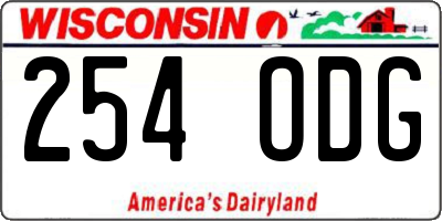 WI license plate 254ODG