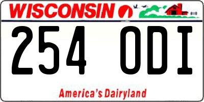 WI license plate 254ODI