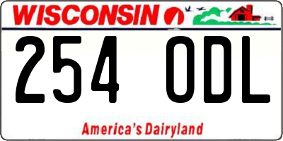 WI license plate 254ODL