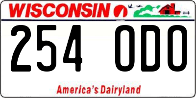 WI license plate 254ODO