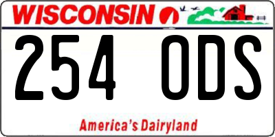 WI license plate 254ODS
