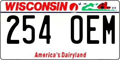 WI license plate 254OEM