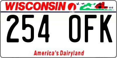 WI license plate 254OFK