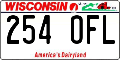 WI license plate 254OFL