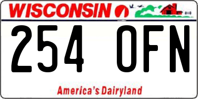 WI license plate 254OFN