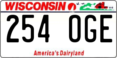WI license plate 254OGE