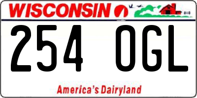 WI license plate 254OGL