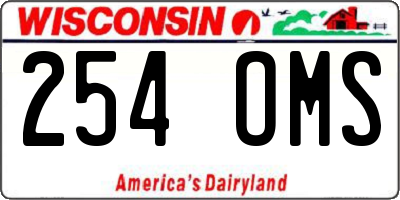 WI license plate 254OMS
