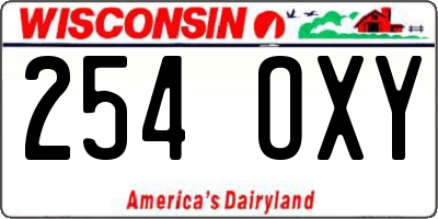 WI license plate 254OXY