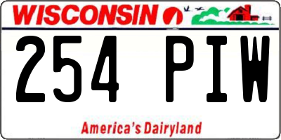 WI license plate 254PIW