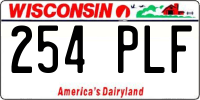 WI license plate 254PLF