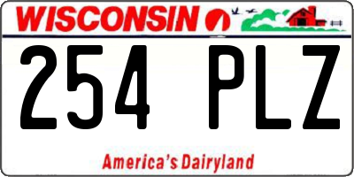 WI license plate 254PLZ